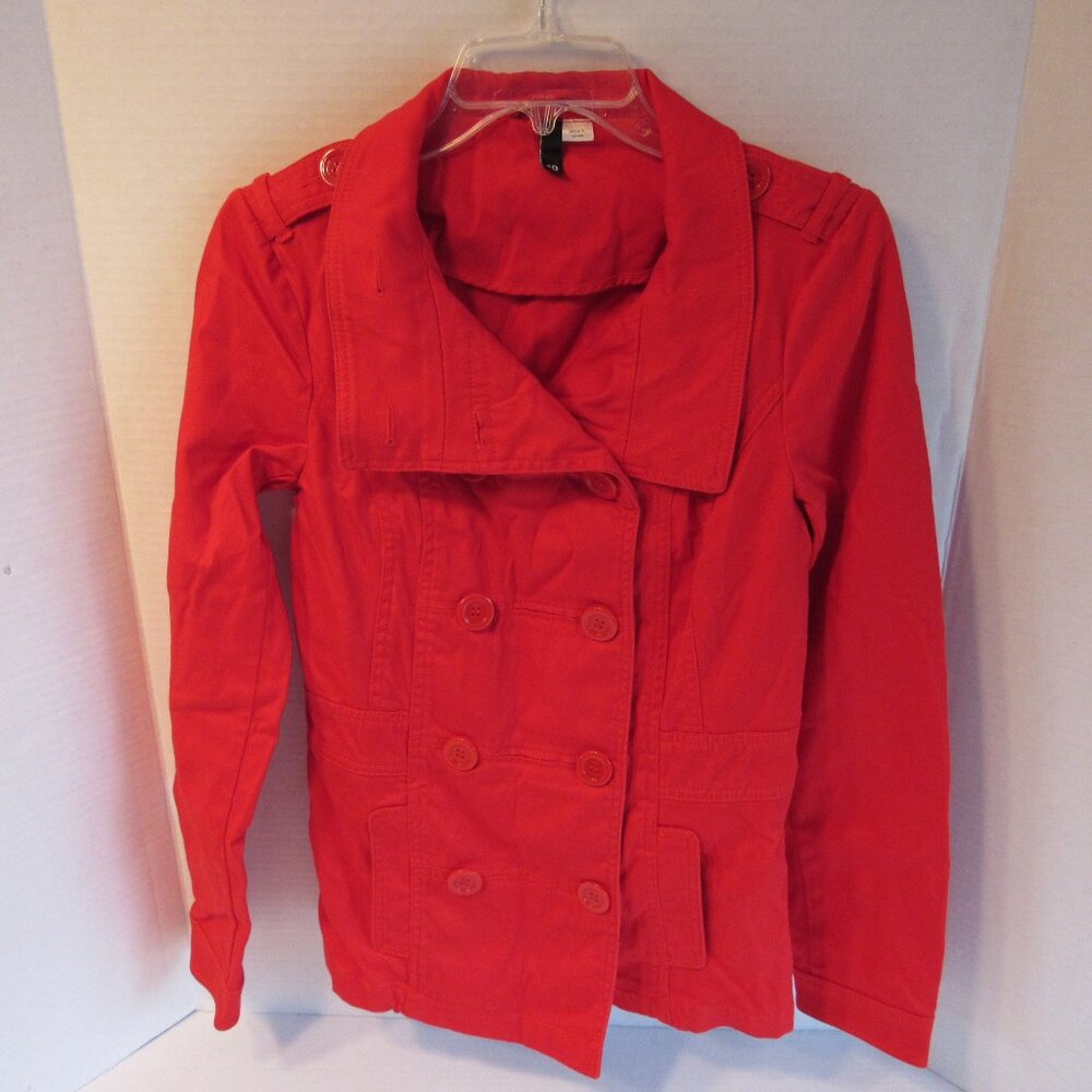 Divided by H & M Stand Up Collar Light-Mid Weight Stretch Red Peacoat Size 10